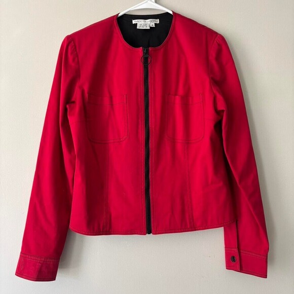 Maggy London Jackets & Blazers - Vintage Euro Red Whimsigoth Zip Up Grunge Biker Cotton Streetwear Jacket Medium